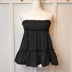 Altar'd State Strapless Tube Top Rouched Black White Women’s Size Large Hi-lo